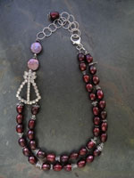 Image of Two Strand Burgundy Pearl Necklace