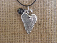 Image of Birthstone Heart Charm Leather Necklace