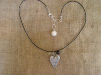 Image of Birthstone Heart Charm Leather Necklace