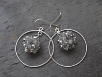 Image of Silver Crystal Globe Hoop Earrings