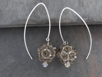Image of Beige Crystal Globe Bead Earrings