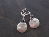 Image of XL White Coin Pearl Earrings