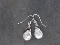Image of Small White Coin Pearl Earrings