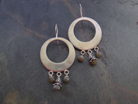 Image of Thai Silver Hoop w/ Stones Earrings