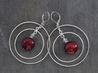 Image of Double Hoop w/ Pearl Earrings