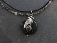 Image of Two Strand Leather and Labradorite Necklace